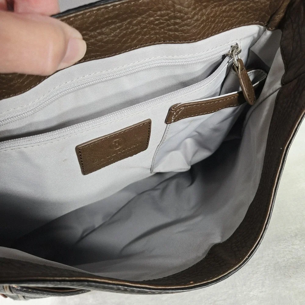Cole Haan Village Tri Color Messenger Bag Womens Medium Black Brown Leather